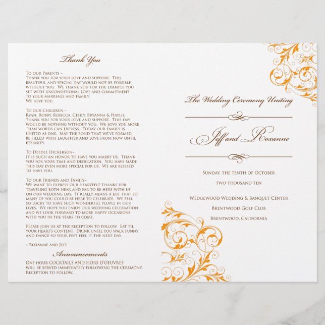 Roxanne's Wedding Program (Front)