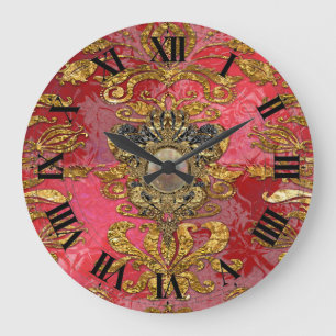 Roxanpheaz Chic Victorian  Damask Large Clock