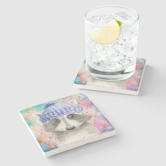 Roxy the Racoon Stone Coaster (Side)