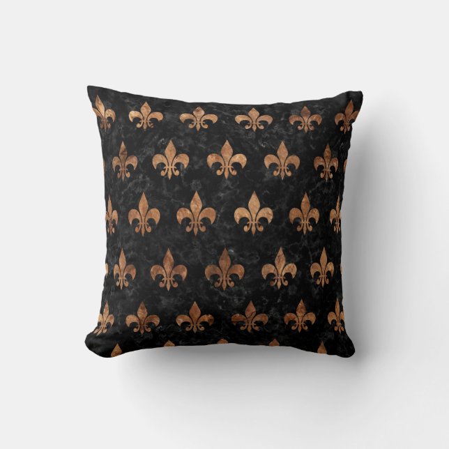 ROYAL1 BLACK MARBLE & BROWN STONE (R) CUSHION (Front)