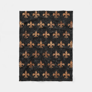 ROYAL1 BLACK MARBLE & BROWN STONE (R) FLEECE BLANKET
