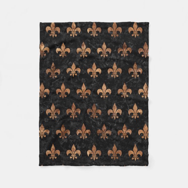 ROYAL1 BLACK MARBLE & BROWN STONE (R) FLEECE BLANKET (Front)