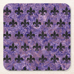 ROYAL1 BLACK MARBLE & PURPLE MARBLE SQUARE PAPER COASTER