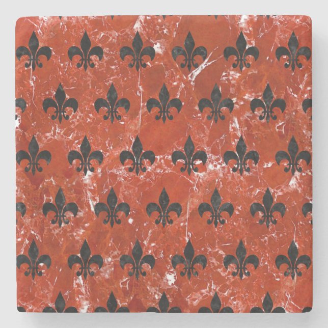 ROYAL1 BLACK MARBLE & RED MARBLE STONE COASTER (Front)