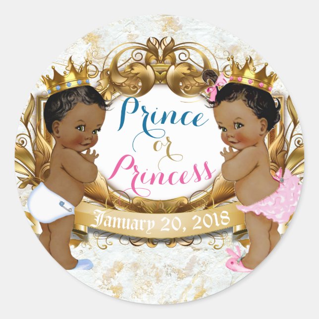 Royal African Gender Reveal Baby Shower Sticker (Front)