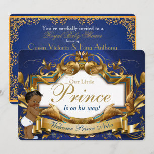 Royal African Prince Fancy Royal Blue and Gold Invitation