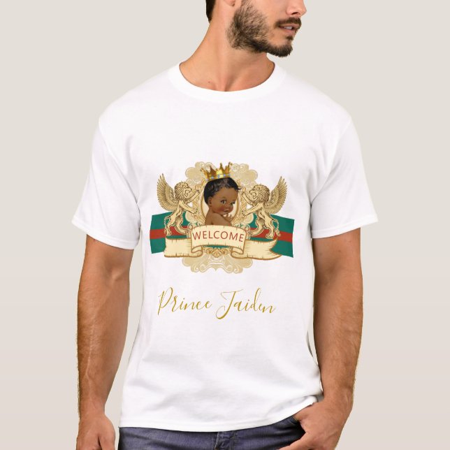 Royal African Prince|Green & Red Baby Shower T-Shirt (Front)