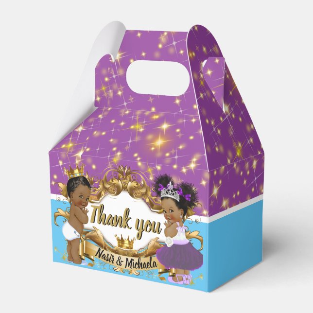 Royal African Prince or Princess Purple|Blue|Gold Favour Box (Front Side)