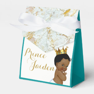 Royal African Prince Teal FANCY Baby Shower Favour Box