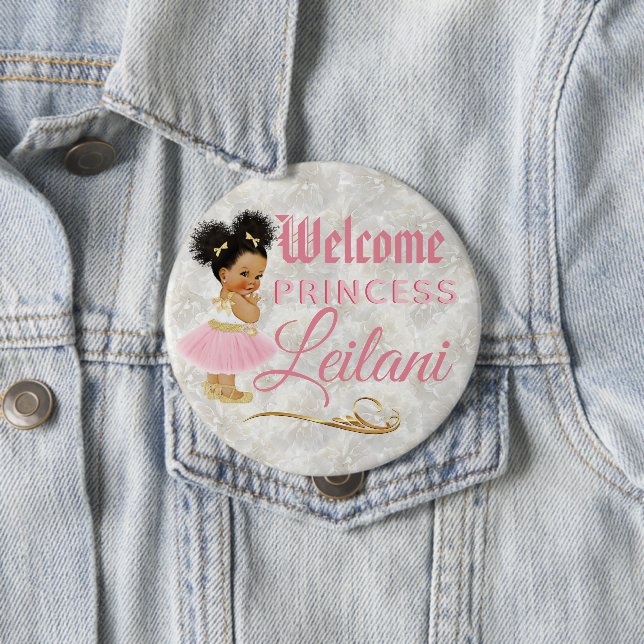 Royal African Princess Pink|Gold Fancy 10 Cm Round Badge (In Situ)