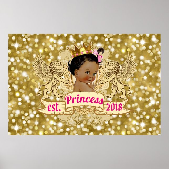 Royal African Princess Pink|Gold Glitter Fancy Poster (Front)