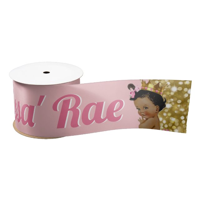 Royal African Princess|Pink & Gold Glitter Satin Ribbon (Spool)