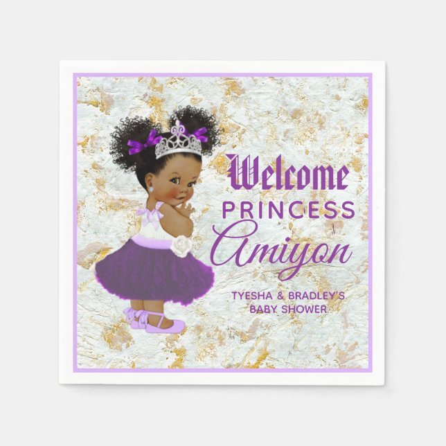 Royal African Purple Princess Elegant Marble Napkin (Front)