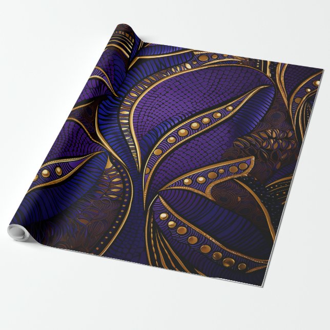 Royal Afro Wax Pattern Wrapping Paper (Unrolled)