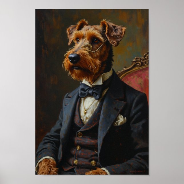 Royal Airedale Terrier Portrait Poster (Front)