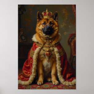 Royal American Akita Portrait Art Poster