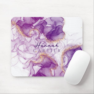 Royal Amethyst GoldGlitter Watercolor Customisable Mouse Pad