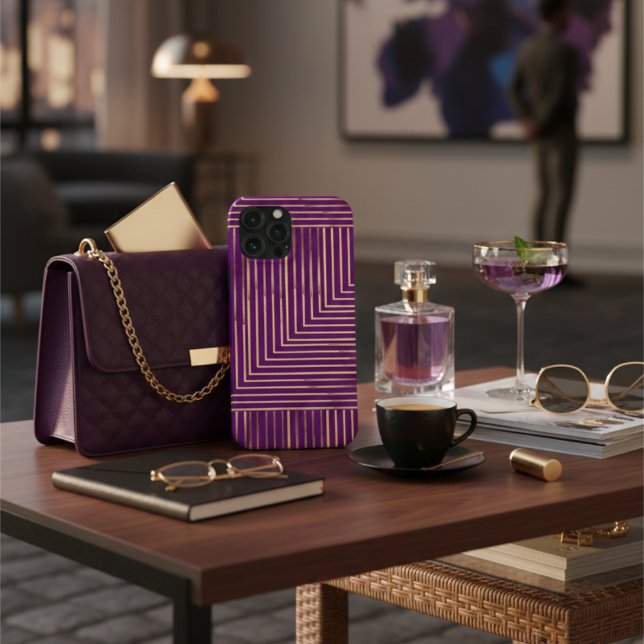 Royal Amethyst Purple and Gold Art Deco Geometric  (Creator Uploaded)