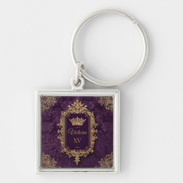 Royal Amethyst Quinceañera, custom Key Ring (Front)