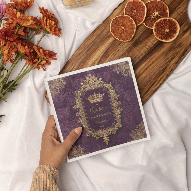 Royal Amethyst Quinceañera, custom Napkin (Creator Uploaded)