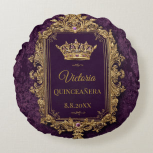 Royal Amethyst Quinceañera, custom Round Cushion