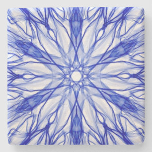 Royal and Mid Blue Fractal Stone Coaster