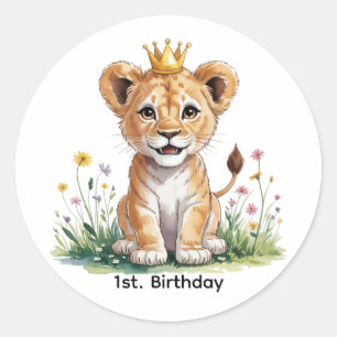Royal Baby Lion 1st. Birthday Party Classic Round Sticker