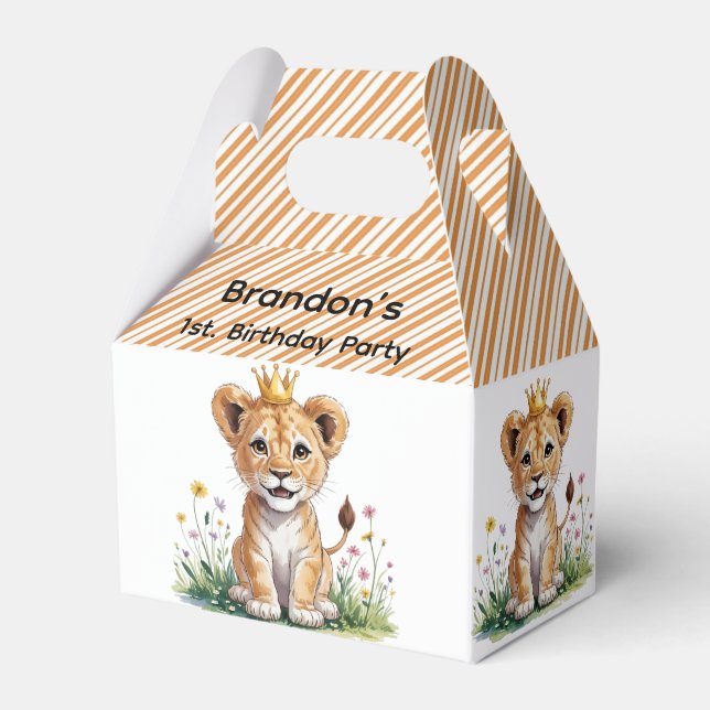 Royal Baby Lion 1st. Birthday Party Favour Box (Front Side)