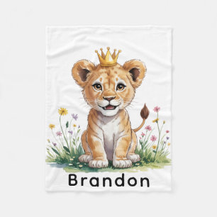 Royal Baby Lion 1st. Birthday Party Fleece Blanket