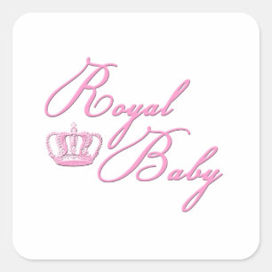 Royal Baby Pink With Crown Square Sticker
