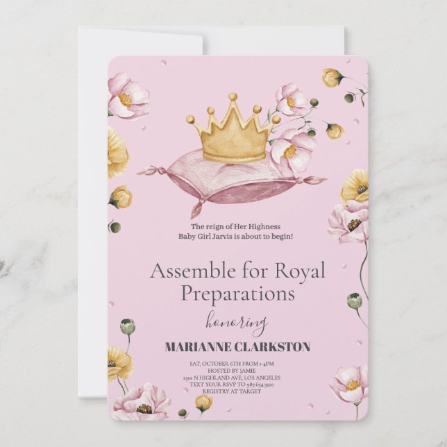 Royal Baby Shower in the Dream Castle Invitation (Front)