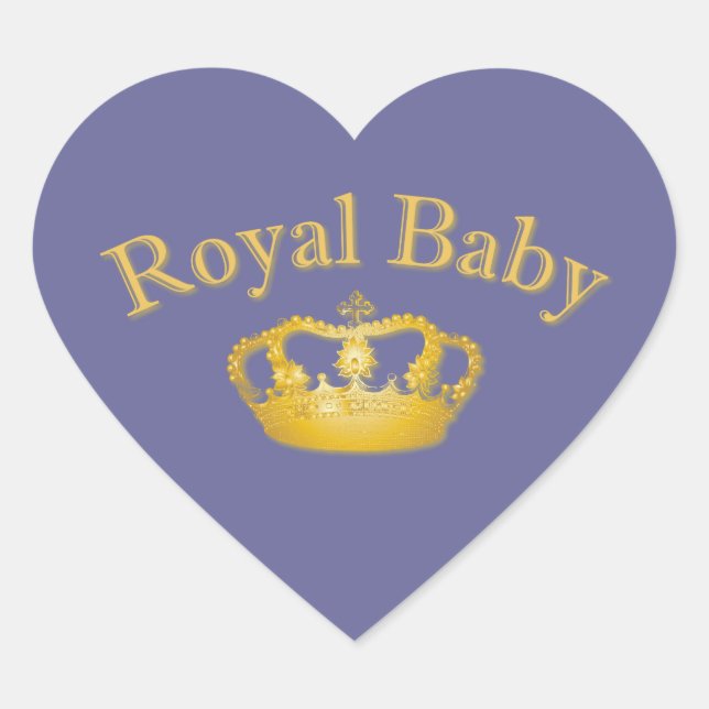 Royal Baby with Golden Crown Heart Sticker (Front)