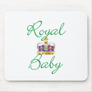 Royal Baby with Purple and Gold Crown Mouse Pad