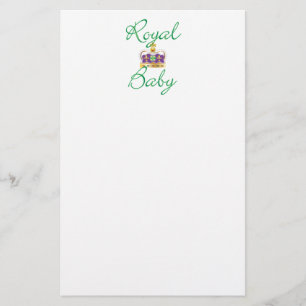 Royal Baby with Purple and Gold Crown Stationery