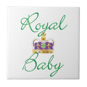 Royal Baby with Purple and Gold Crown Tile