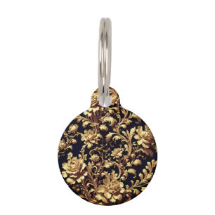 Royal Baroque Black & Gold Floral Pet ID Tag
