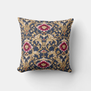 Royal Baroque Floral on Deep Blue Cushion
