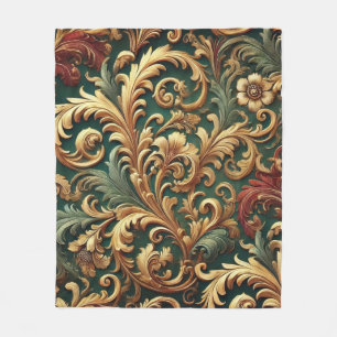 Royal Baroque Floral Pattern Fleece Blanket