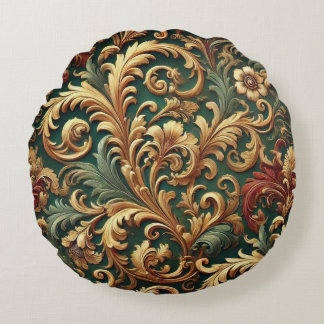 Royal Baroque Floral Pattern Round Cushion