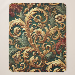 Royal Baroque Floral Pattern Sherpa Blanket
