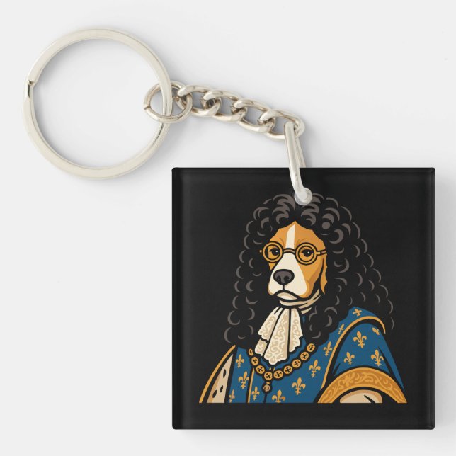 Royal Beagle Dog His Majesty Fluffness Key Ring (Front)