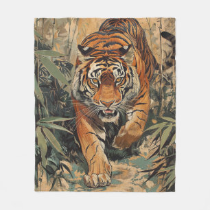 Royal Bengal Tiger Walking Fleece Blanket
