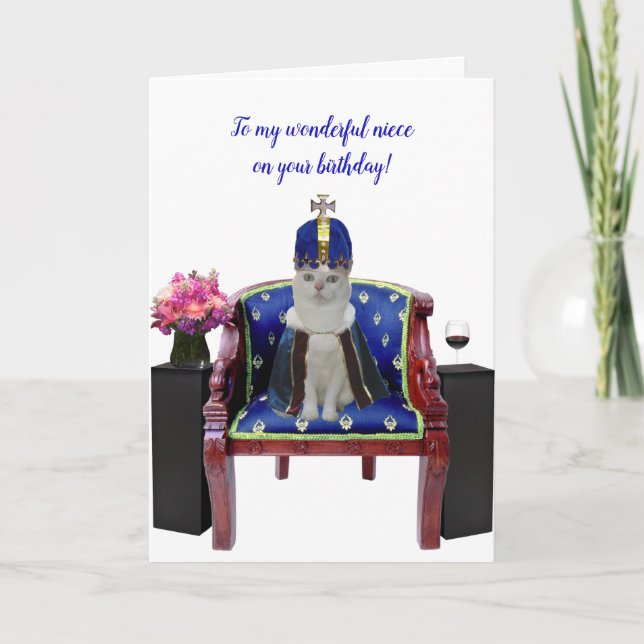 Royal Birthday Cat-Female Birthday Card (Front)