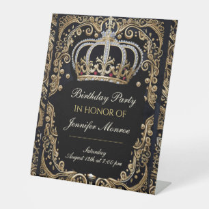 Royal Birthday Party Crown Ornate Invitation Pedestal Sign