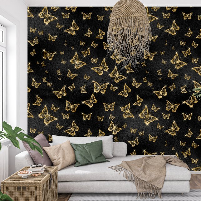 Royal black and golden Sparkle Butterfly  Wallpaper (Royal black and golden Sparkle Butterfly Wallpaper)