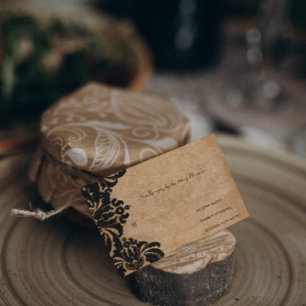 Royal Black Damask Wedding RSVP Card