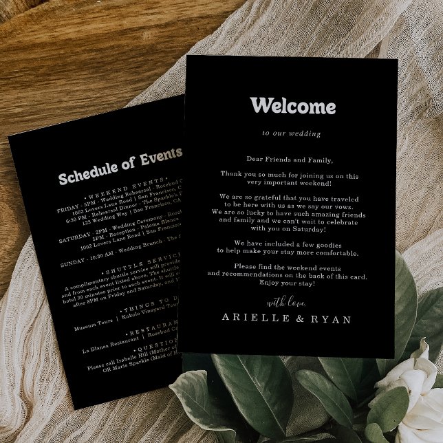 Royal Black Formal Minimal Wedding Welcome Letter (Creator Uploaded)