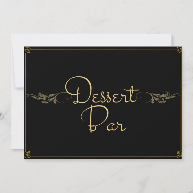 Royal black gold Dessert Bar  Wedding Sign Card (Front)
