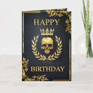 Royal Black & Gold King of the Dead Birthday Card
