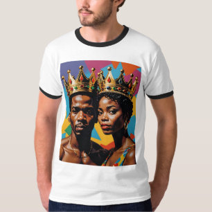 Royal Black King Queen Couple T-Shirt